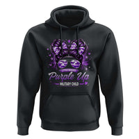 Purple Up Military Child Hoodie Camo Messy Bun Military Kid Month