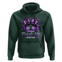 Purple Up Military Child Hoodie Camo Messy Bun Military Kid Month