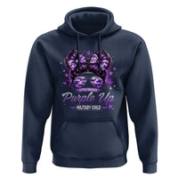 Purple Up Military Child Hoodie Camo Messy Bun Military Kid Month