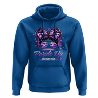 Purple Up Military Child Hoodie Camo Messy Bun Military Kid Month
