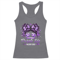Purple Up Military Child Racerback Tank Top Camo Messy Bun Military Kid Month