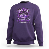 Purple Up Military Child Sweatshirt Camo Messy Bun Military Kid Month