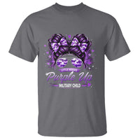 Purple Up Military Child T Shirt Camo Messy Bun Military Kid Month