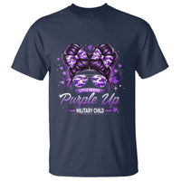 Purple Up Military Child T Shirt Camo Messy Bun Military Kid Month