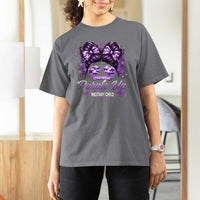 Purple Up Military Child T Shirt For Women Camo Messy Bun Military Kid Month