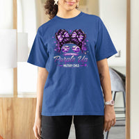 Purple Up Military Child T Shirt For Women Camo Messy Bun Military Kid Month