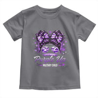 Purple Up Military Child Toddler T Shirt Camo Messy Bun Military Kid Month
