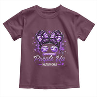 Purple Up Military Child Toddler T Shirt Camo Messy Bun Military Kid Month