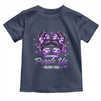 Purple Up Military Child Toddler T Shirt Camo Messy Bun Military Kid Month