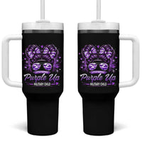 Purple Up Military Child Tumbler With Handle Camo Messy Bun Military Kid Month