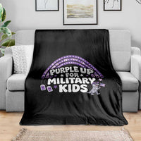Purple Up For Military Kids Throw Blanket Cute Dino Dinosaur Proud Military Child Rainbow
