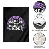 Purple Up For Military Kids Garden Flag Cute Dino Dinosaur Proud Military Child Rainbow