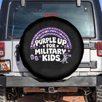 Purple Up For Military Kids Spare Tire Cover Cute Dino Dinosaur Proud Military Child Rainbow