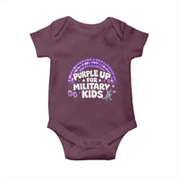 Purple Up For Military Kids Baby Onesie Cute Dino Dinosaur Proud Military Child Rainbow
