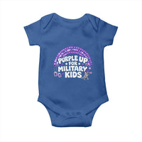 Purple Up For Military Kids Baby Onesie Cute Dino Dinosaur Proud Military Child Rainbow