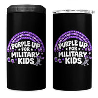 Purple Up For Military Kids 4 in 1 Can Cooler Tumbler Cute Dino Dinosaur Proud Military Child Rainbow