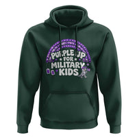 Purple Up For Military Kids Hoodie Cute Dino Dinosaur Proud Military Child Rainbow