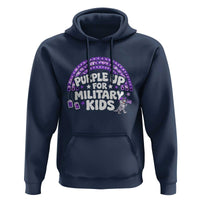 Purple Up For Military Kids Hoodie Cute Dino Dinosaur Proud Military Child Rainbow