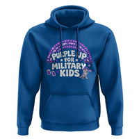 Purple Up For Military Kids Hoodie Cute Dino Dinosaur Proud Military Child Rainbow