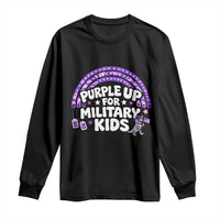 Purple Up For Military Kids Long Sleeve Shirt Cute Dino Dinosaur Proud Military Child Rainbow