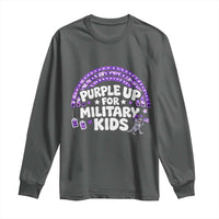 Purple Up For Military Kids Long Sleeve Shirt Cute Dino Dinosaur Proud Military Child Rainbow