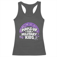 Purple Up For Military Kids Racerback Tank Top Cute Dino Dinosaur Proud Military Child Rainbow