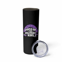 Purple Up For Military Kids Skinny Tumbler Cute Dino Dinosaur Proud Military Child Rainbow