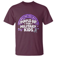 Purple Up For Military Kids T Shirt Cute Dino Dinosaur Proud Military Child Rainbow