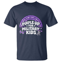 Purple Up For Military Kids T Shirt Cute Dino Dinosaur Proud Military Child Rainbow