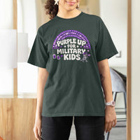 Purple Up For Military Kids T Shirt For Women Cute Dino Dinosaur Proud Military Child Rainbow