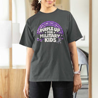 Purple Up For Military Kids T Shirt For Women Cute Dino Dinosaur Proud Military Child Rainbow