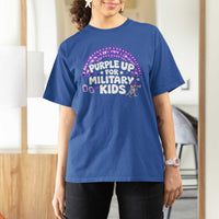 Purple Up For Military Kids T Shirt For Women Cute Dino Dinosaur Proud Military Child Rainbow