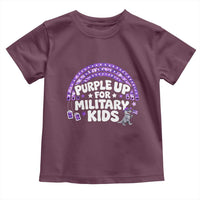 Purple Up For Military Kids Toddler T Shirt Cute Dino Dinosaur Proud Military Child Rainbow