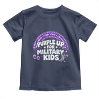 Purple Up For Military Kids Toddler T Shirt Cute Dino Dinosaur Proud Military Child Rainbow