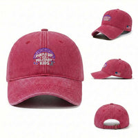 Purple Up For Military Kids Washed Cotton Baseball Cap Cute Dino Dinosaur Proud Military Child Rainbow