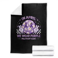 Proud Military Kids Throw Blanket Groovy Smile Face In April We Wear Purple Military Child Month