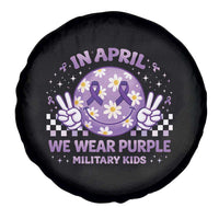 Proud Military Kids Spare Tire Cover Groovy Smile Face In April We Wear Purple Military Child Month
