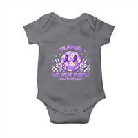 Proud Military Kids Baby Onesie Groovy Smile Face In April We Wear Purple Military Child Month