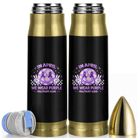 Proud Military Kids Bullet Tumbler Groovy Smile Face In April We Wear Purple Military Child Month