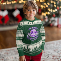 Proud Military Kids Ugly Christmas Sweater Groovy Smile Face In April We Wear Purple Military Child Month