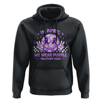 Proud Military Kids Hoodie Groovy Smile Face In April We Wear Purple Military Child Month