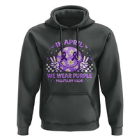 Proud Military Kids Hoodie Groovy Smile Face In April We Wear Purple Military Child Month