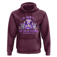 Proud Military Kids Hoodie Groovy Smile Face In April We Wear Purple Military Child Month