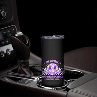 Proud Military Kids Skinny Tumbler Groovy Smile Face In April We Wear Purple Military Child Month