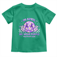 Proud Military Kids Toddler T Shirt Groovy Smile Face In April We Wear Purple Military Child Month