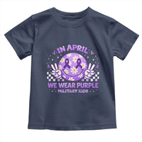 Proud Military Kids Toddler T Shirt Groovy Smile Face In April We Wear Purple Military Child Month