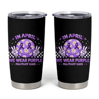 Proud Military Kids Tumbler Cup Groovy Smile Face In April We Wear Purple Military Child Month