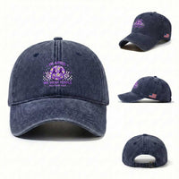 Proud Military Kids Washed Cotton Baseball Cap Groovy Smile Face In April We Wear Purple Military Child Month
