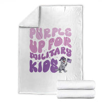 Purple Up For Military Kids Throw Blanket Groovy Dino Dinosaur Military Child Month