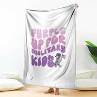 Purple Up For Military Kids Throw Blanket Groovy Dino Dinosaur Military Child Month